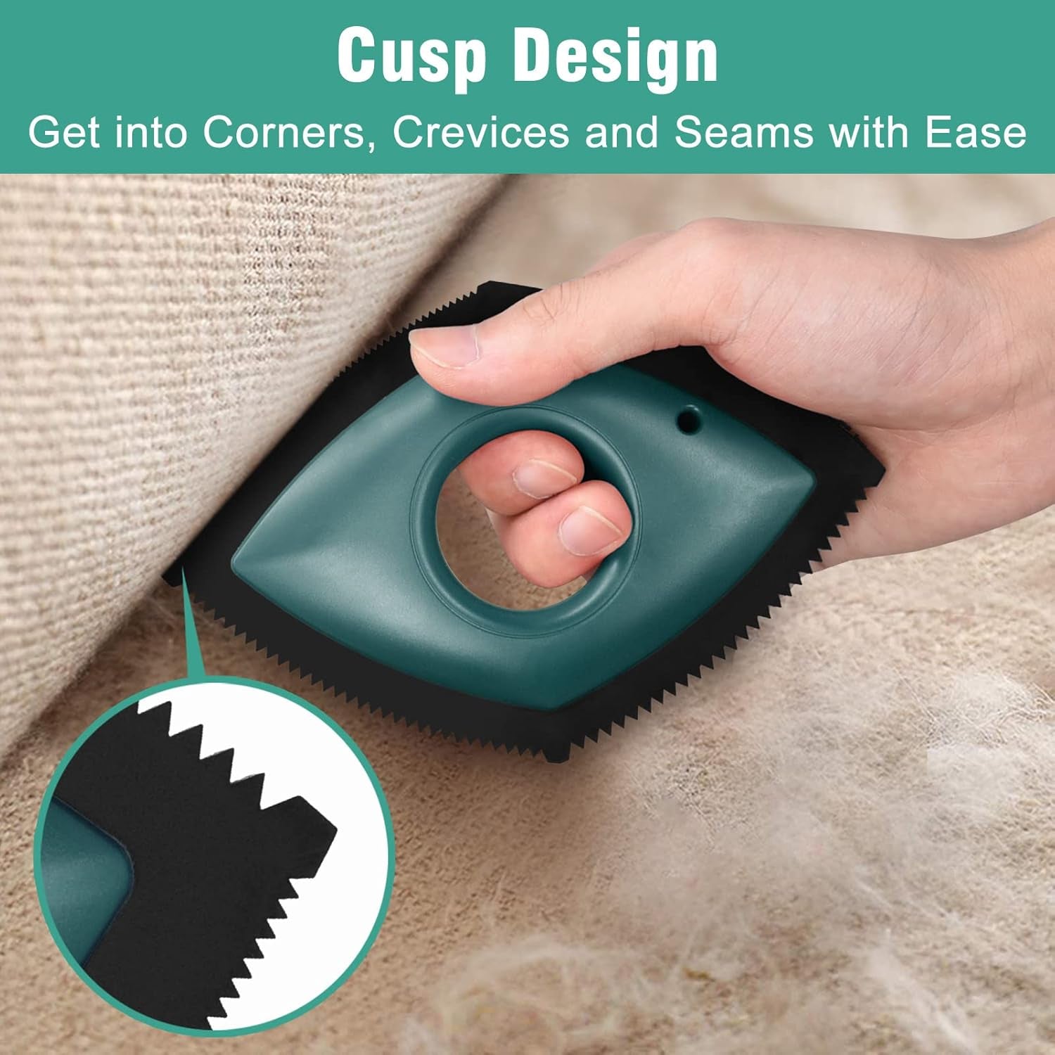 Mini Pet Hair Detailer, Pet Hair Remover for Couch, Dog Hair Remover for Car Interior/Carpet/Fabric, Embedded Detailing Efficient, Safe No-Scratch Surfaces, Palm Size